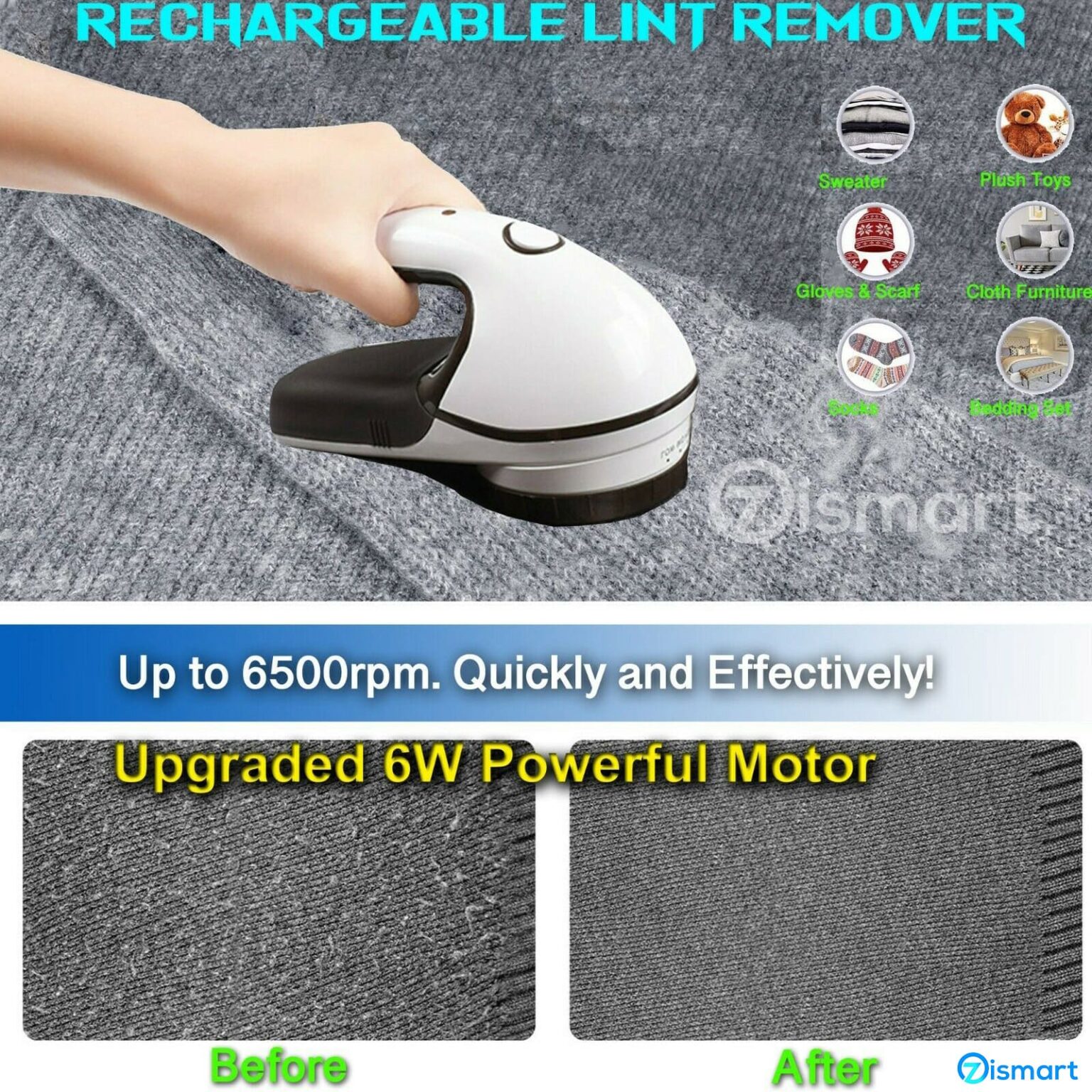 Ozismart Rechargeable Fabric Shaver, Lint Remover Sweater Defuzzer